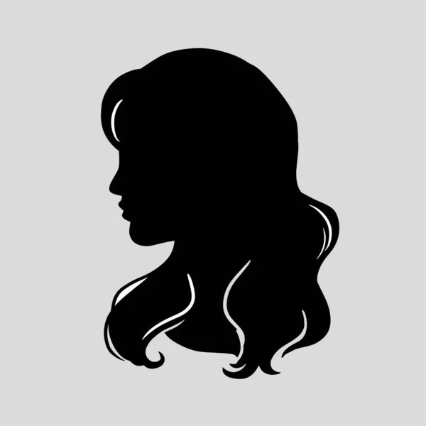 Silueta Icono Una Hermosa Mujer Con Hermoso Cabello Que Fluye — Archivo Imágenes Vectoriales