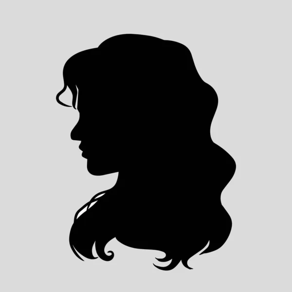 Silueta Icono Una Hermosa Mujer Con Hermoso Cabello Que Fluye — Vector de stock