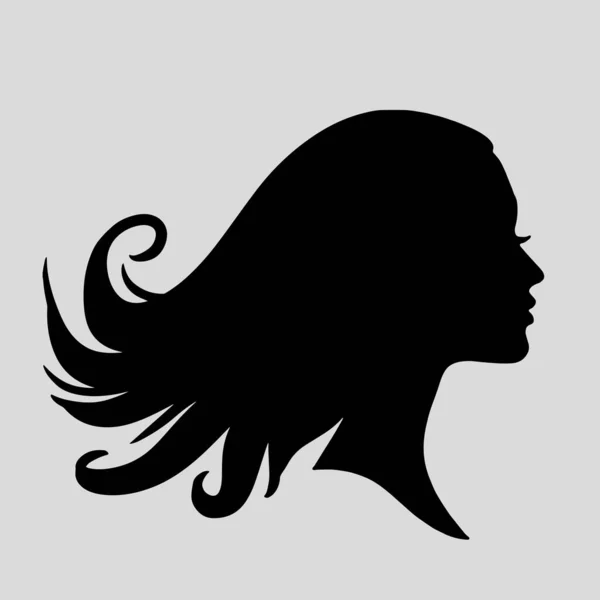 Silhouette Icon Beautiful Woman Beautiful Flowing Hair Which Very Suitable — Stock Vector