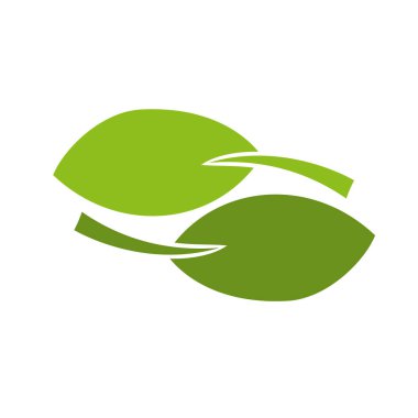 Beyaz arkaplanda doğa yeşil yaprak logosu illüstrasyon vektör simgesi