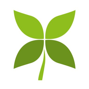 Beyaz arkaplanda doğa yeşil yaprak logosu illüstrasyon vektör simgesi