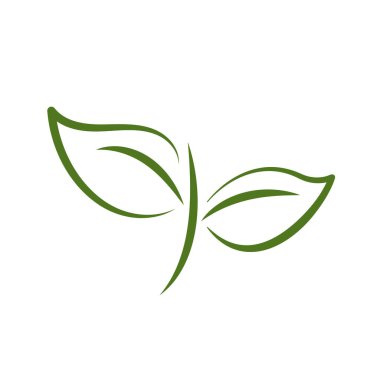 Beyaz arkaplanda doğa yeşil yaprak logosu illüstrasyon vektör simgesi