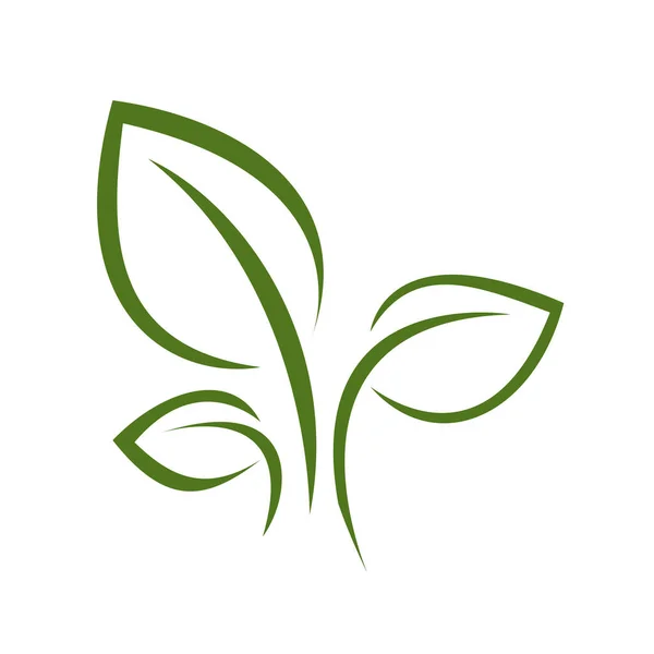 Natur Grönt Löv Logotyp Illustration Vektor Ikon Vit Bakgrund — Stock vektor