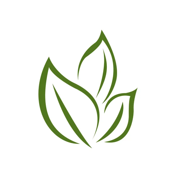 Natuur Groen Blad Logo Illustratie Vector Pictogram Witte Achtergrond — Stockvector