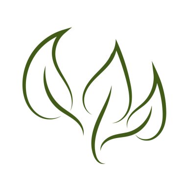 Beyaz arkaplanda doğa yeşil yaprak logosu illüstrasyon vektör simgesi