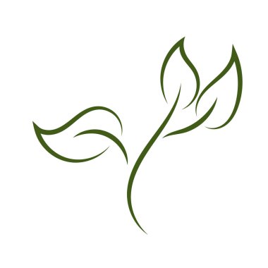 Beyaz arkaplanda doğa yeşil yaprak logosu illüstrasyon vektör simgesi