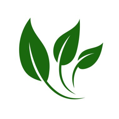 Beyaz arkaplanda doğa yeşil yaprak logosu illüstrasyon vektör simgesi