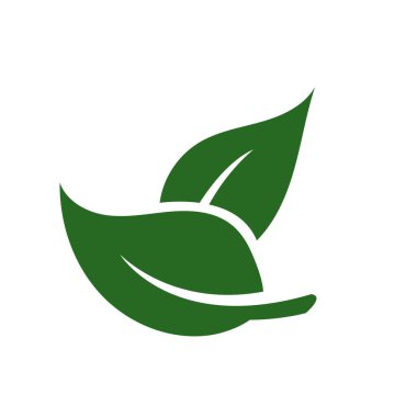 Beyaz arkaplanda doğa yeşil yaprak logosu illüstrasyon vektör simgesi