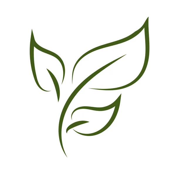 Natur Grönt Löv Logotyp Illustration Vektor Ikon Vit Bakgrund — Stock vektor