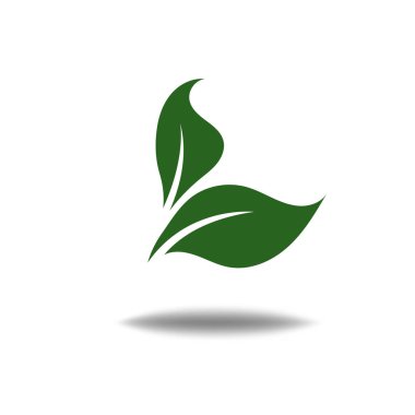 Beyaz arkaplanda doğa yaprağı logosu illüstrasyon vektör simgesi