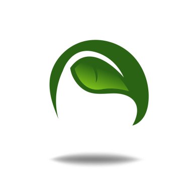 Beyaz arkaplanda doğa yaprağı logosu illüstrasyon vektör simgesi