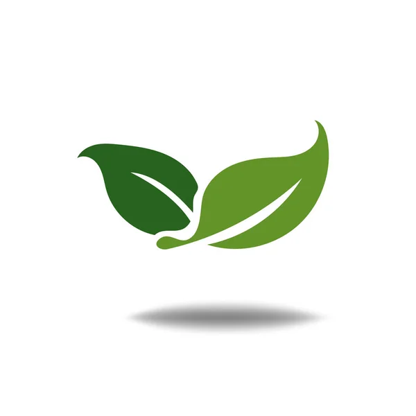 白い背景に自然葉のロゴのイラストベクトルアイコン — ストックベクタ