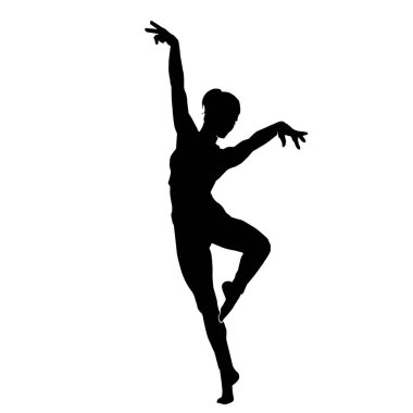 Bale dansı yapan bir kadının silüeti. Balerin poz veriyor..