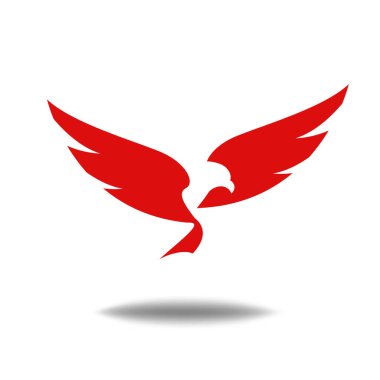 Tarzlı kırmızı kuş çizimi. Kırmızı kuş logosu veya sembol.