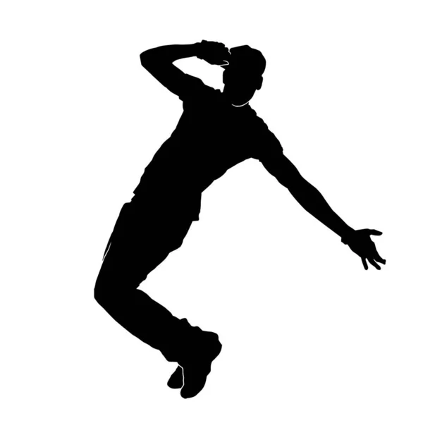 Silueta Una Pose Bailarín Masculino Silueta Una Bailarina Hip Hop — Vector de stock