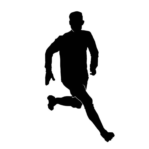 Silhouette Male Football Player Running Ball — Stock vektor