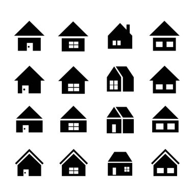 Ev ikonu koleksiyonu. ev ya da özellik sembolü ya da logosu koleksiyonu.