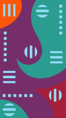 kıvrımlı şekiller ve geometrik süslemelerle soyut arkaplan.