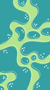 Blob şekli veya eğrileri ve noktaları olan soyut arkaplan veya duvar kağıdı dikey yönelimi.