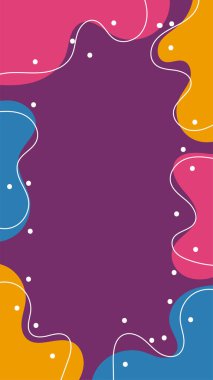 Blob şekli veya eğrileri ve noktaları olan soyut arkaplan veya duvar kağıdı dikey yönelimi.