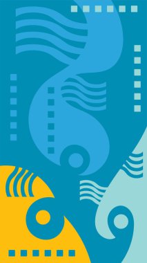 kıvrımlı şekiller ve geometrik süslemelerle soyut arkaplan.