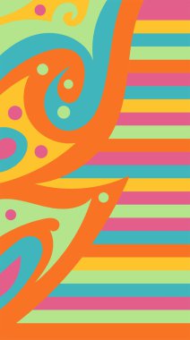 Girdap eğrileri ve renk çubukları ile soyut geometrik arkaplan