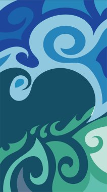 Girdap ve kıvrımlı soyut dikey arkaplan. Kavisli şekilli süslemeleri olan soyut dikey arkaplan.