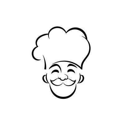 Şef baş çizgi film vektör çizimi. 