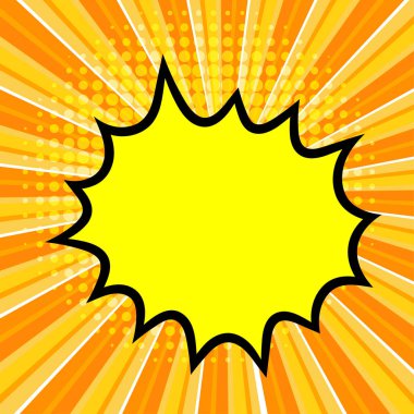 Patlama arkaplanı olan metin alanı. Bağır ya da ses efekti arka planında retro pop sanatını hisset. alıntı ya da alıntı posteri.