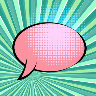 Retro pop sanat çizgileri olan metin balonu arka planda patladı. Eski renk arkaplanı olan metin baloncuğu kopyalama alanı.