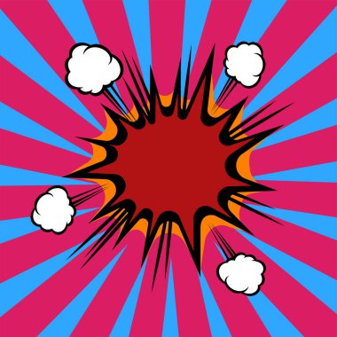 Patlama arkaplanı olan metin alanı. Bağır ya da ses efekti arka planında retro pop sanatını hisset. alıntı ya da alıntı posteri.