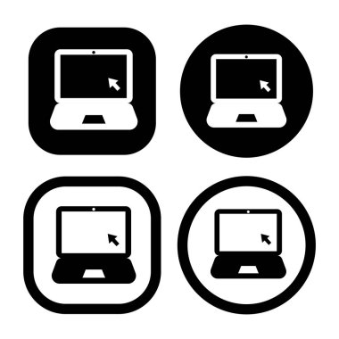 imleç ok simgesi çizimi olan dizüstü bilgisayar ya da defter sembolü