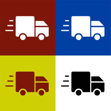 hızlı dağıtım simgesi, ticari servis kamyonu, sipariş ekspres, hızlı taşıma sembolü vektör illüstrasyon logo şablonu herhangi bir amaç için izole.