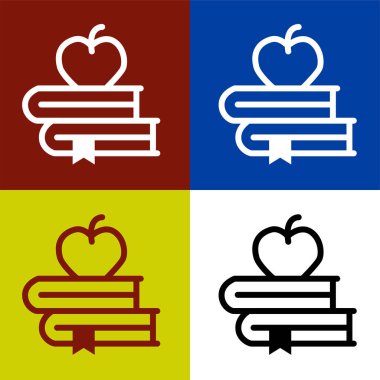 elma ve kitap vektör simgesi. bilgi sembolü. 