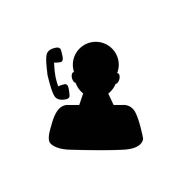Kişi simgesi. Telefon ve çöp adam sembolü. Telefon çağrısı sembolü. Yardım hattı logosu. 