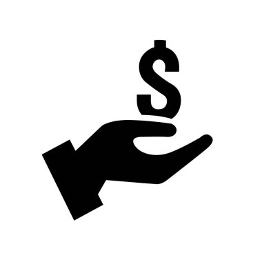 zenginlik sembolü. Dolar ve avuç içi sembolü. İşletme varlık yönetim sembolü. muhasebe ve finans yönetimi logosu veya simgesi.