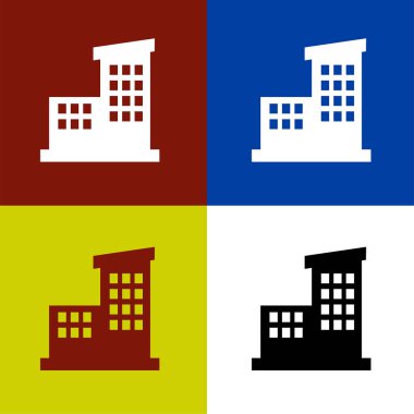 Silüet ya da katlı bir binanın sembolü. Bina ikonu ya da logosu. Apartman logosu veya sembol.