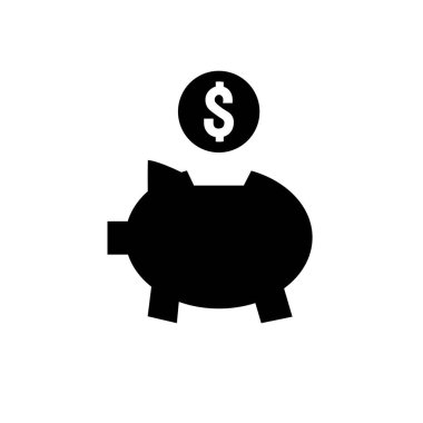 Piggy banka çizgisi simgesi vektörü beyaz arkaplanda izole edildi. 