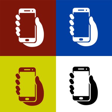 Beyaz arkaplanda siyah akıllı telefon simgesi var