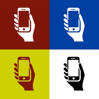 Beyaz arkaplanda siyah akıllı telefon simgesi var