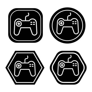 Oyun denetleyici simgesi tasarımı. Not Çubuk sembolü. Moda siluet tasarımlı Joystick. Vektör illüstrasyonu.