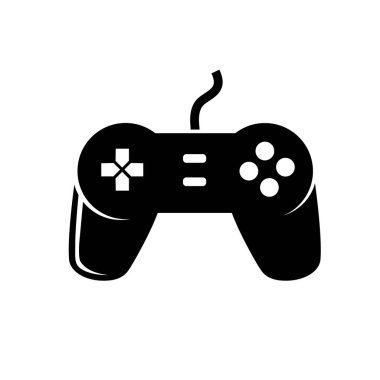 Oyun denetleyici simgesi tasarımı. Not Çubuk sembolü. Moda siluet tasarımlı Joystick. Vektör illüstrasyonu.