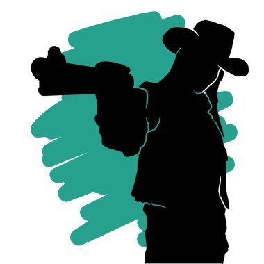 Kovboy kız vektör simgesi. Renkli arka planda kovboy kız işareti var. Web ve uygulama için çoban kız simgesi