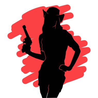 Kovboy kız vektör simgesi. Renkli arka planda kovboy kız işareti var. Web ve uygulama için çoban kız simgesi