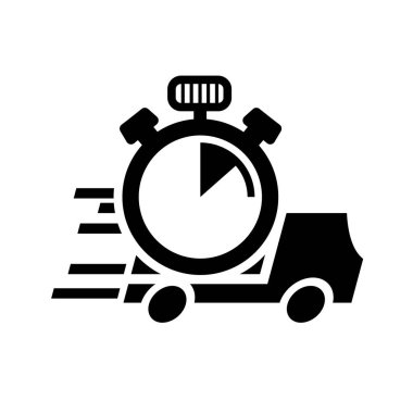 Teslimat kamyonu simgesi, beyaz arkaplanda kutu kamyonu sembolü çizimi şablonu 