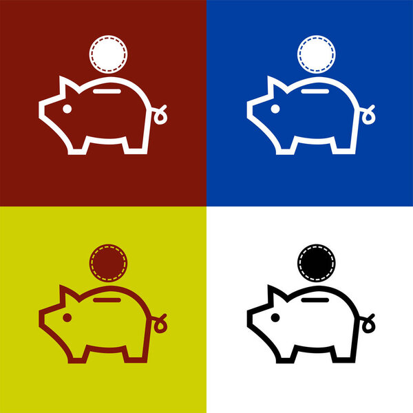piggy bank line icon vector isolated on white background. 