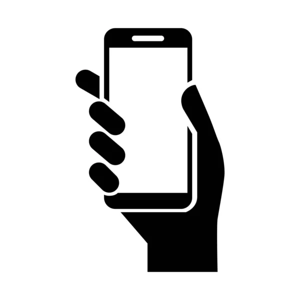 Beyaz arkaplanda siyah akıllı telefon simgesi var