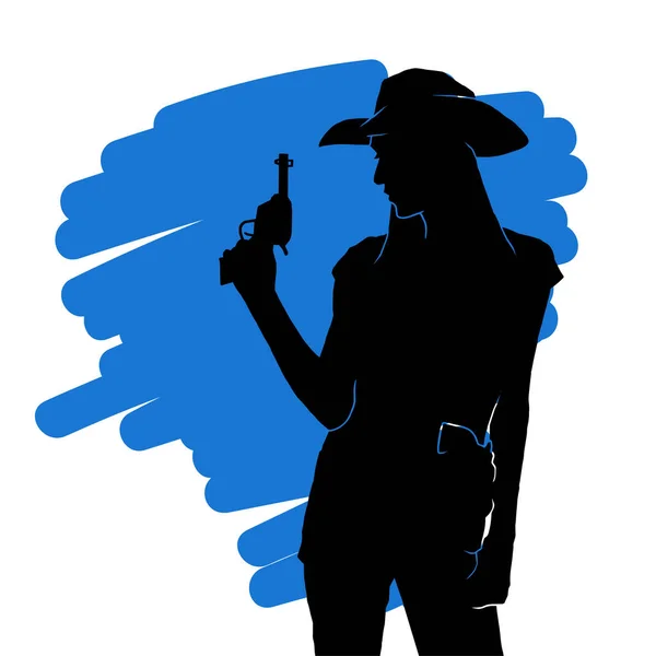 Kovboy Kız Vektör Simgesi Renkli Arka Planda Kovboy Kız Işareti — Stok Vektör
