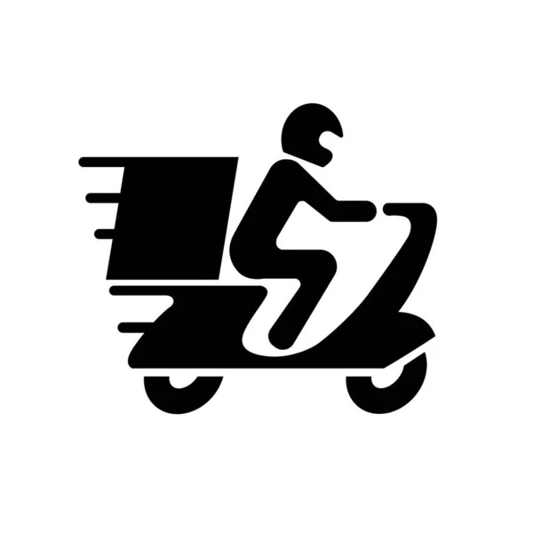 Versand Schnelle Lieferung Mann Reiten Motorrad Ikone — Stockvektor