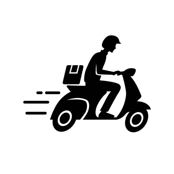 Wysyłka Szybki Dostawca Człowiek Jazda Ikona Motocykla — Wektor stockowy